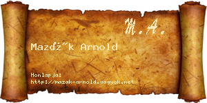 Mazák Arnold névjegykártya